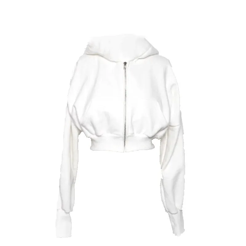 2025 Luxury Cotton Zipper Hoodie | Trendy American Sports Short Sweatshirt for Women  Stylish & Comfortable Hooded Jacket