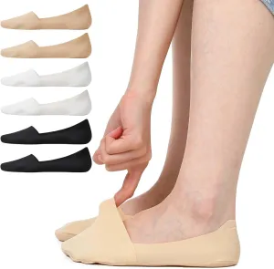 6 pairs No Show Socks for Women Nylon Non Slip Low Cut Invisible Liner Footies Invisible Silky Low Liner Socks for Flats Loafers Lightweight