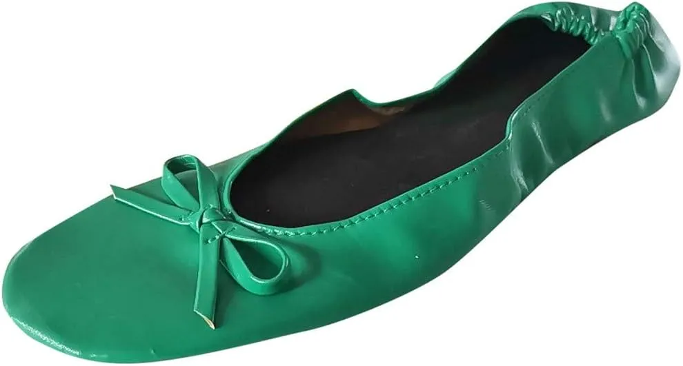 Adult Leather Ballet Shoes for Women Portable Foldable Dance Flats Shoes Women's Ballerina Slippers Casual Shoes