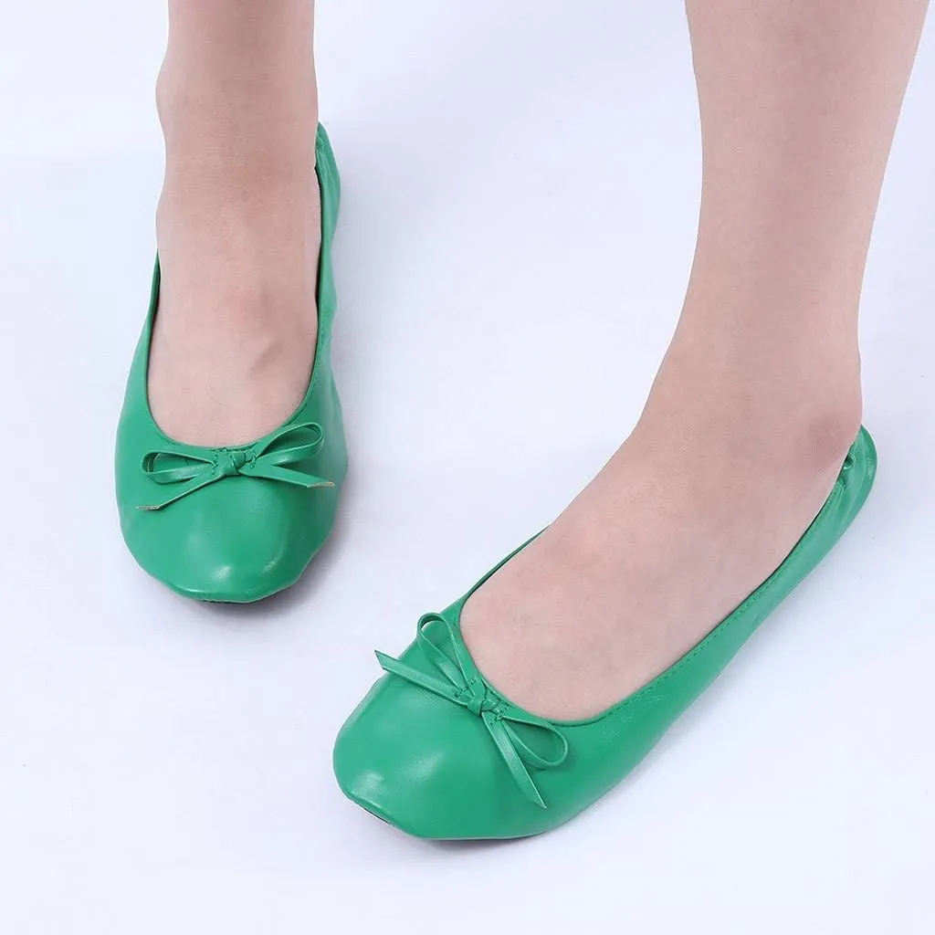 Adult Leather Ballet Shoes for Women Portable Foldable Dance Flats Shoes Women's Ballerina Slippers Casual Shoes