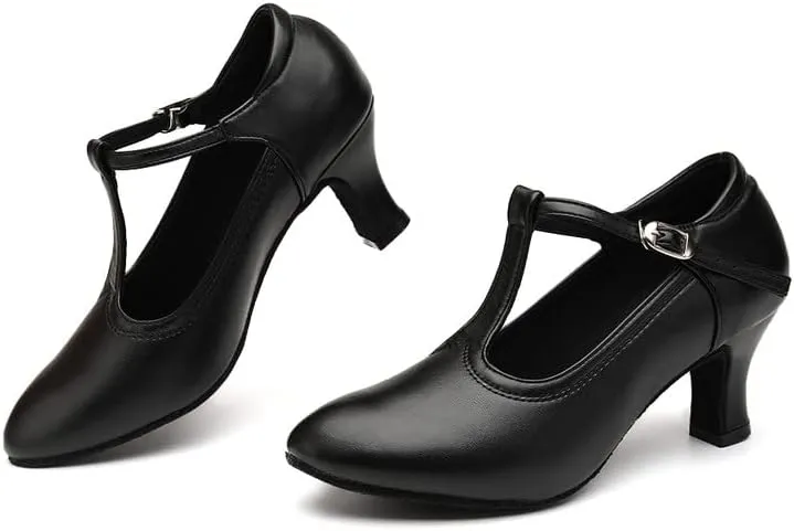 AOQUNFS Ballroom Dance Shoes Women Closed Toe Walts Salsa Latin Dance Shoes,FT-MD