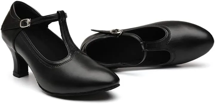 AOQUNFS Ballroom Dance Shoes Women Closed Toe Walts Salsa Latin Dance Shoes,FT-MD
