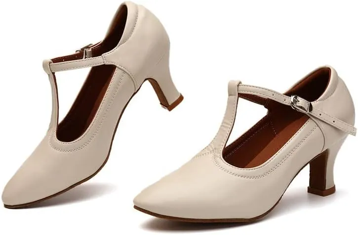 AOQUNFS Ballroom Dance Shoes Women Closed Toe Walts Salsa Latin Dance Shoes,FT-MD