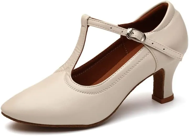 AOQUNFS Ballroom Dance Shoes Women Closed Toe Walts Salsa Latin Dance Shoes,FT-MD