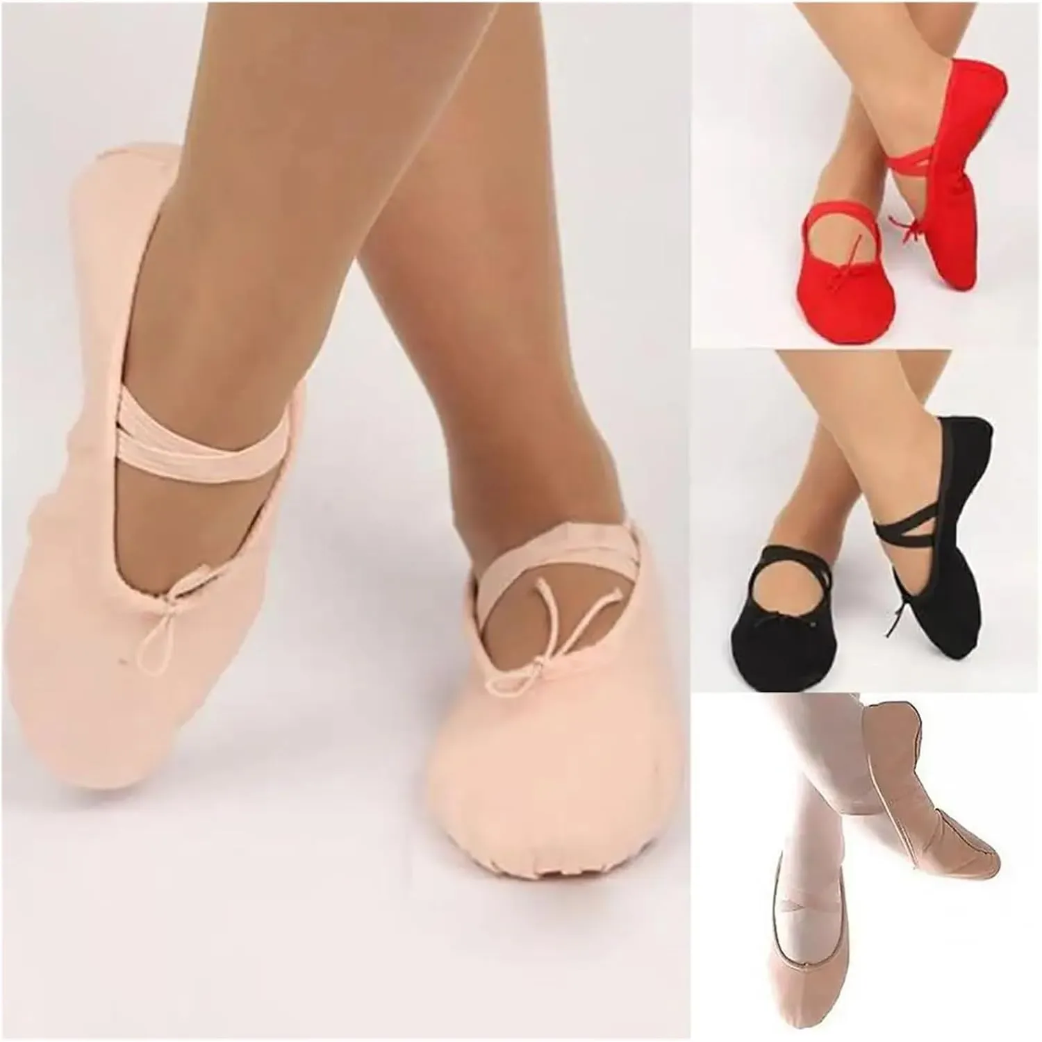Ballet Shoes Girls Flat Canvas Head Black White Soft Ballet Slippers Ballet Belly Gym Yoga Dance Shoes Kids Woman Man for Girls Toddler Ballet Slippers(Beige,40)