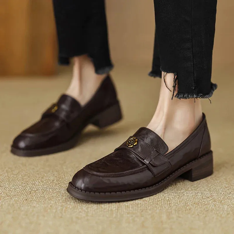 binfenxie Woman Loafers Round Toe Flats Sheepskin Slip On Women Flats Simple Style Daily Shoes Lady Footwear Spring Autumn Women Flats