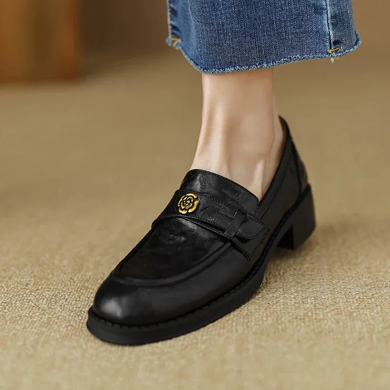 binfenxie Woman Loafers Round Toe Flats Sheepskin Slip On Women Flats Simple Style Daily Shoes Lady Footwear Spring Autumn Women Flats