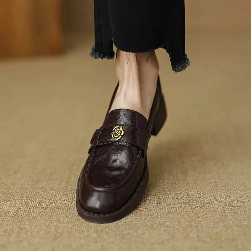binfenxie Woman Loafers Round Toe Flats Sheepskin Slip On Women Flats Simple Style Daily Shoes Lady Footwear Spring Autumn Women Flats