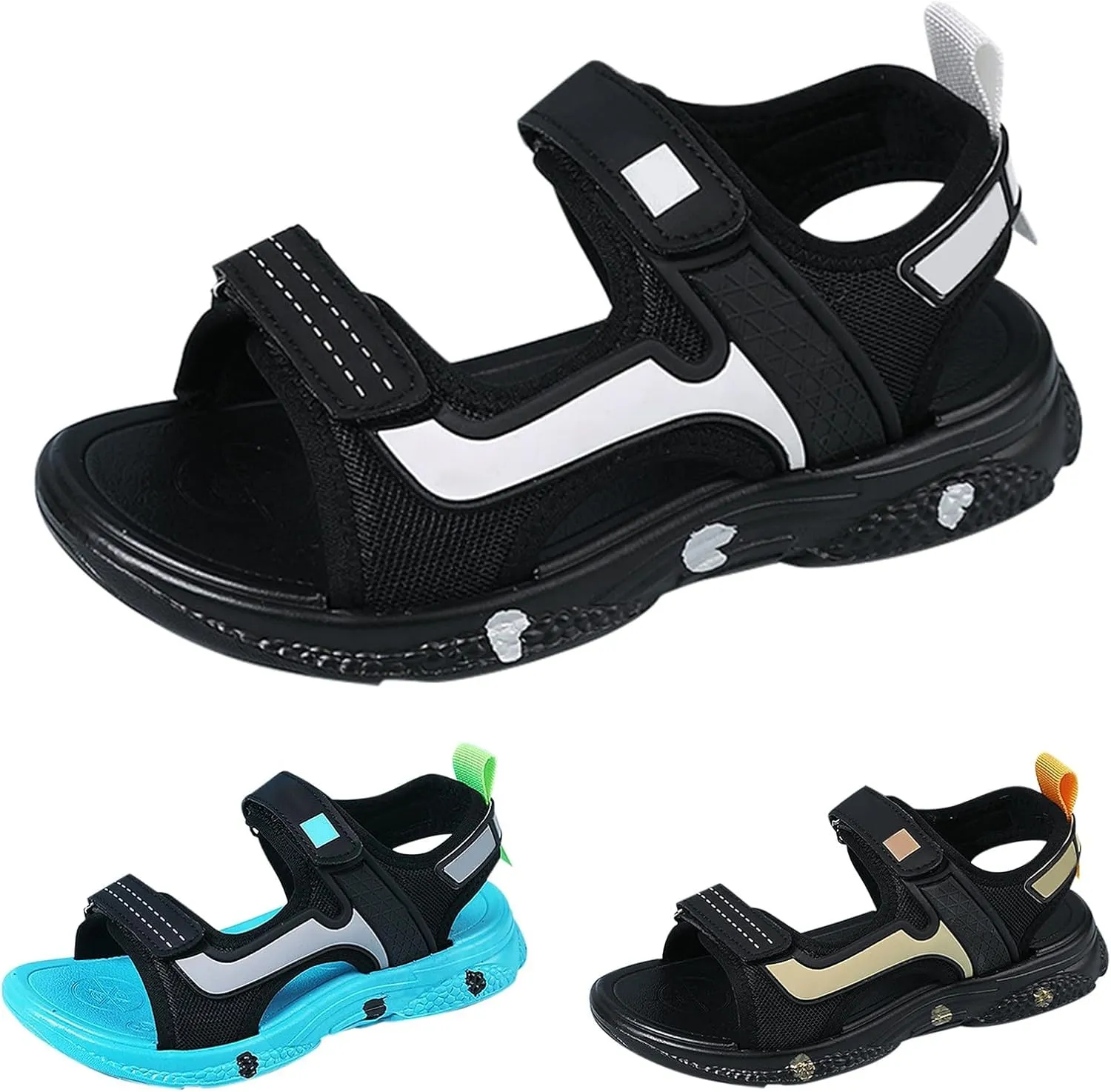 Boys Sandals Double Adjustable Straps Non-slip Lightweight Open Toe Sport Sandals Kids Soft Summer Beach Pool Shoes