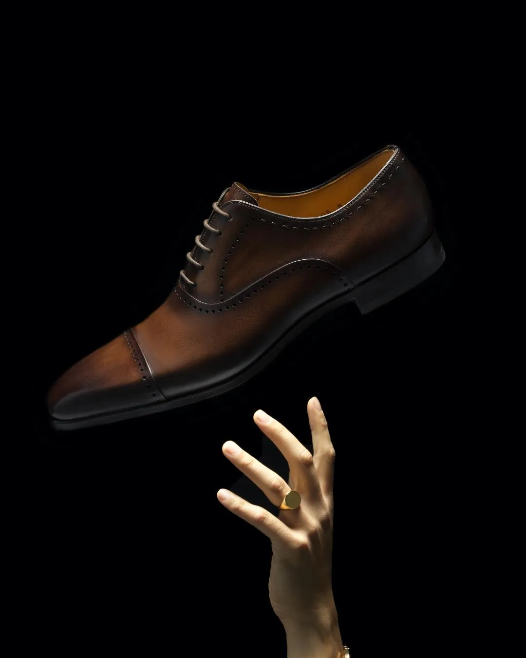 Brown Leather Florian Lace Up Brogue Toe Cap Balmoral Oxfords - SS23