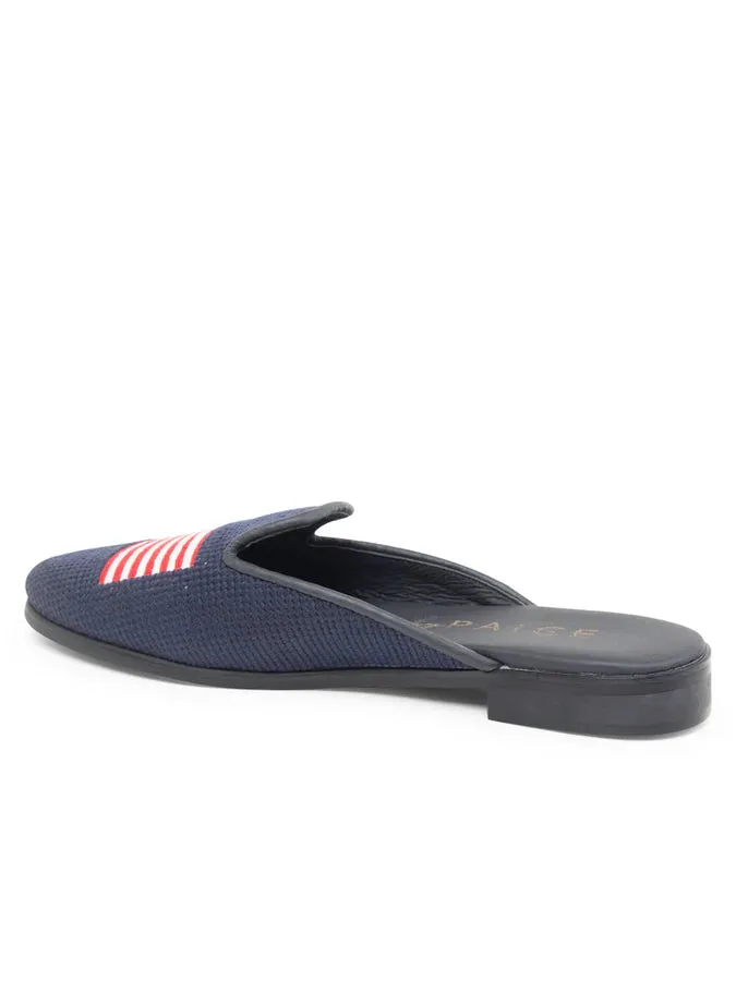 BY PAIGE - NEEDLEPOINT MULE IN AMERICAN FLAG