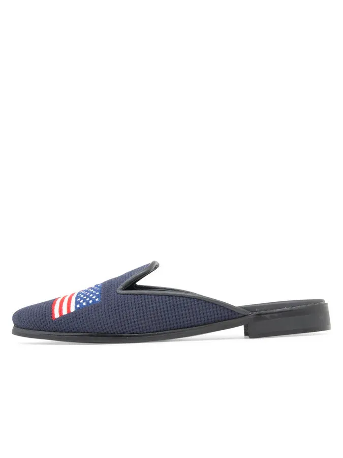 BY PAIGE - NEEDLEPOINT MULE IN AMERICAN FLAG