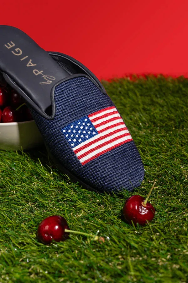 BY PAIGE - NEEDLEPOINT MULE IN AMERICAN FLAG