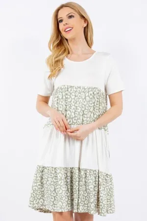 Celeste Full Size Leopard Round Neck Short Sleeve Dress Plus Size