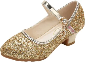 Children Shoes Girls Fashion Stage High Heel Dance Crystal Performance Princess Single Shoes Canvas Shoes Girls
