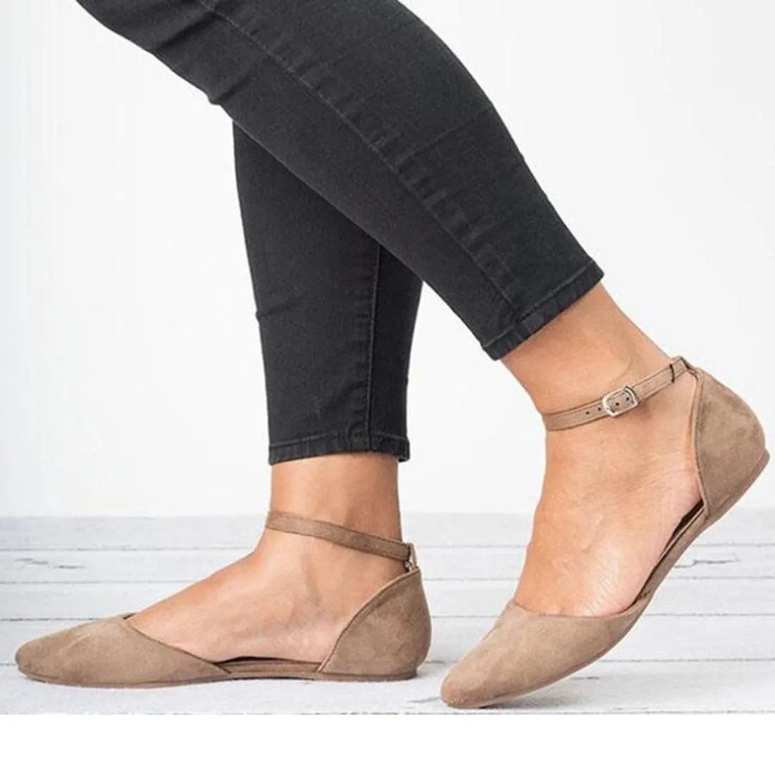 Classic Women's Ankle Strap Flat Shoe