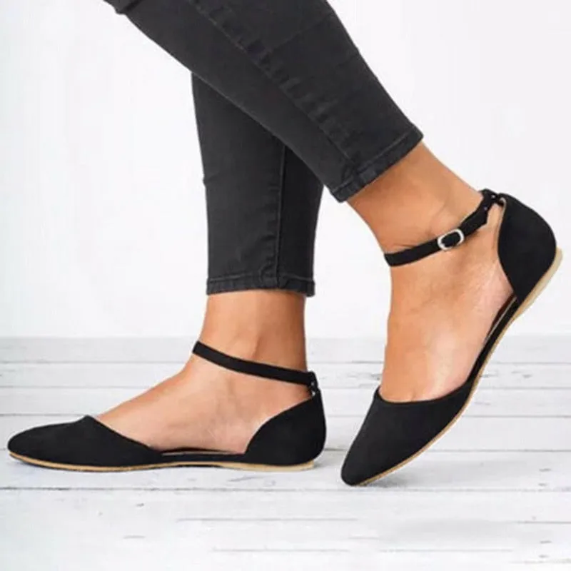 Classic Women's Ankle Strap Flat Shoe
