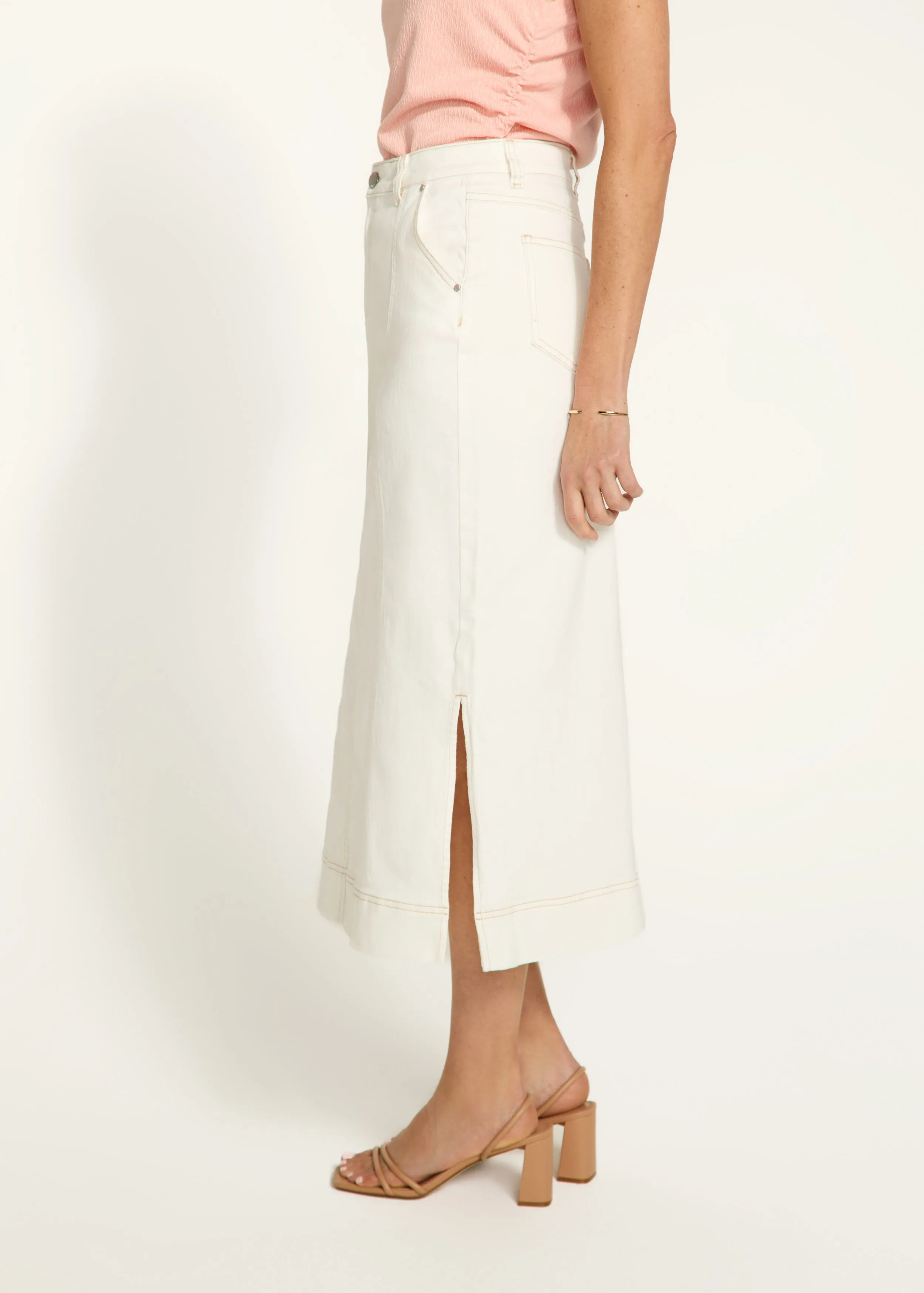 Column Midi Skirt, Ivory