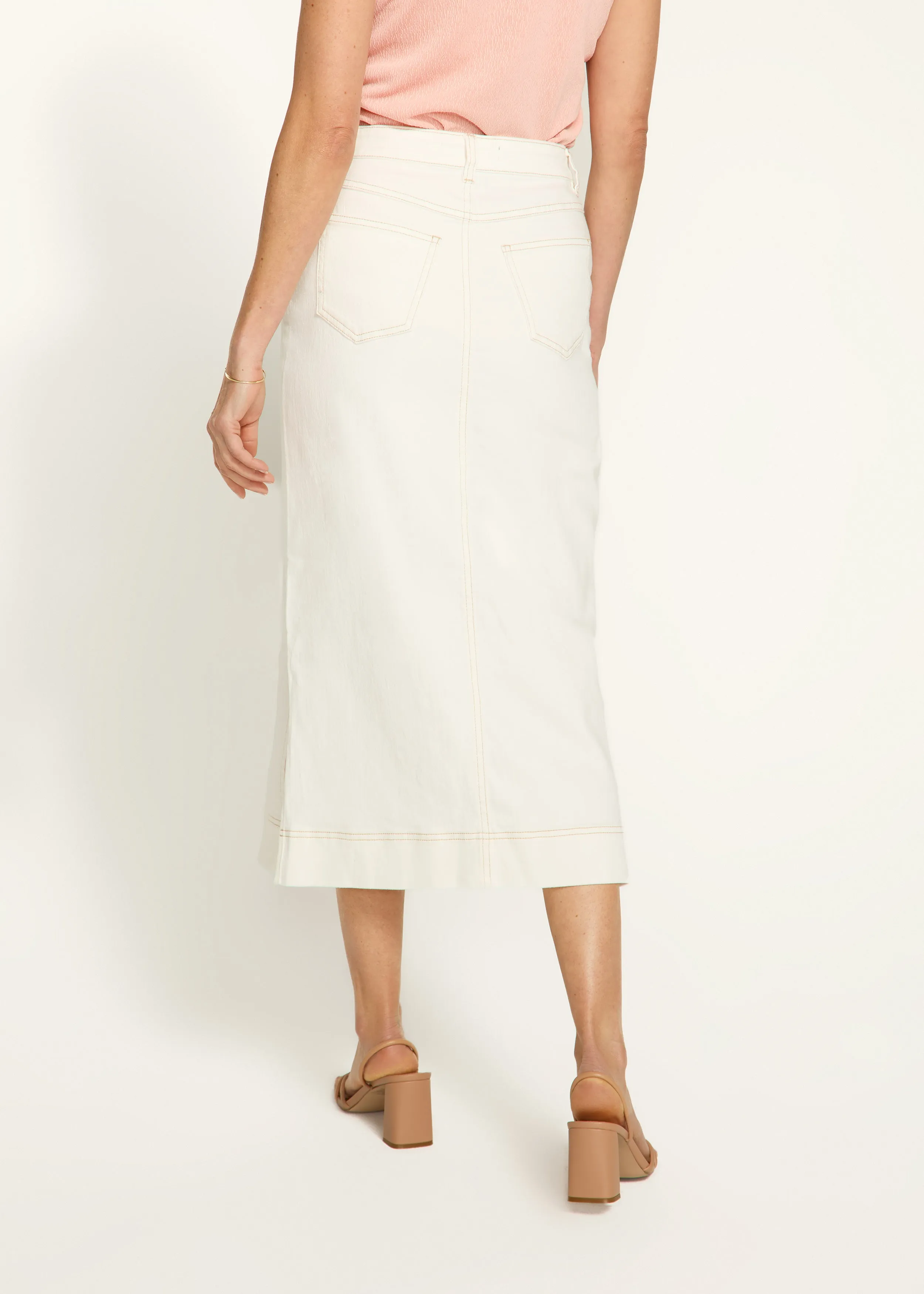 Column Midi Skirt, Ivory