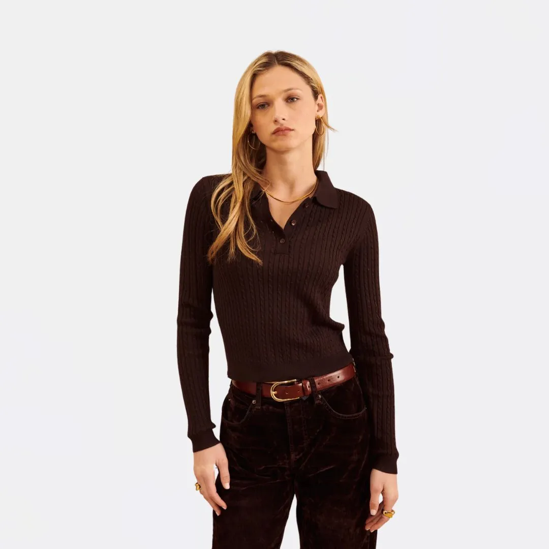 Conrad Ribbed Fitted Polo (Carob)