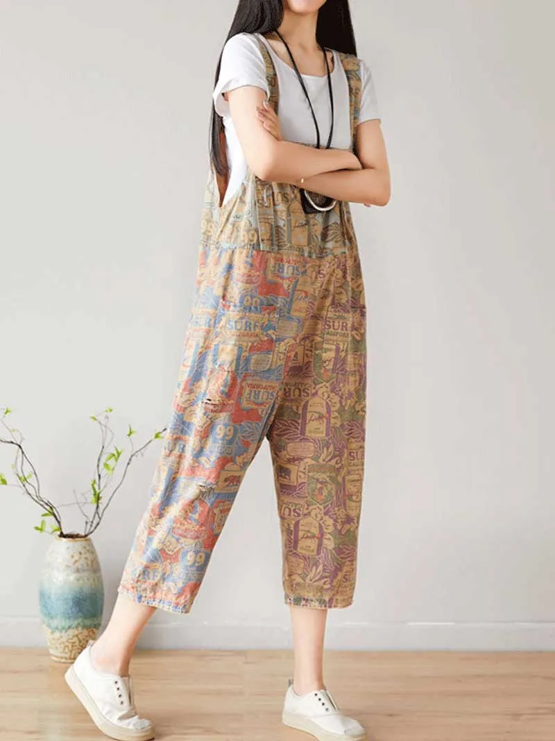 Cropped Vintage Overalls Dungarees