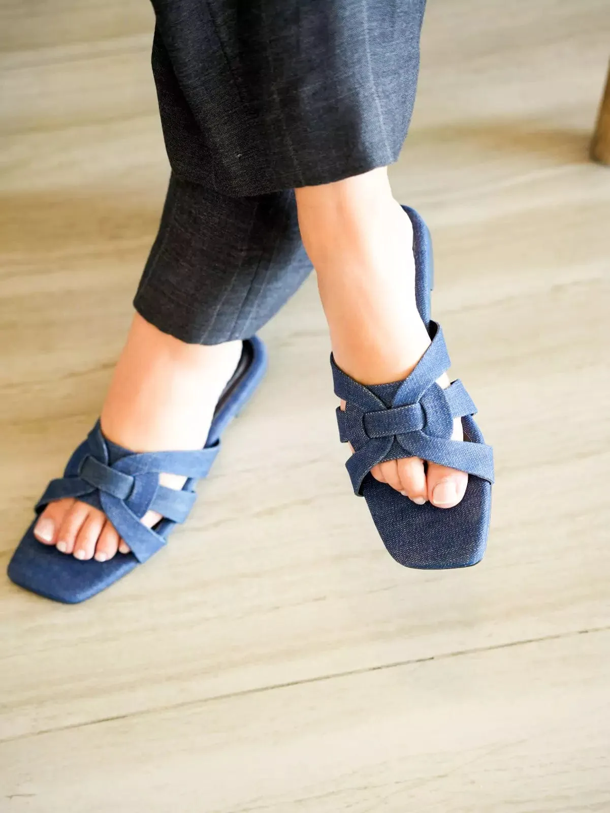 Crossy Denim Flats