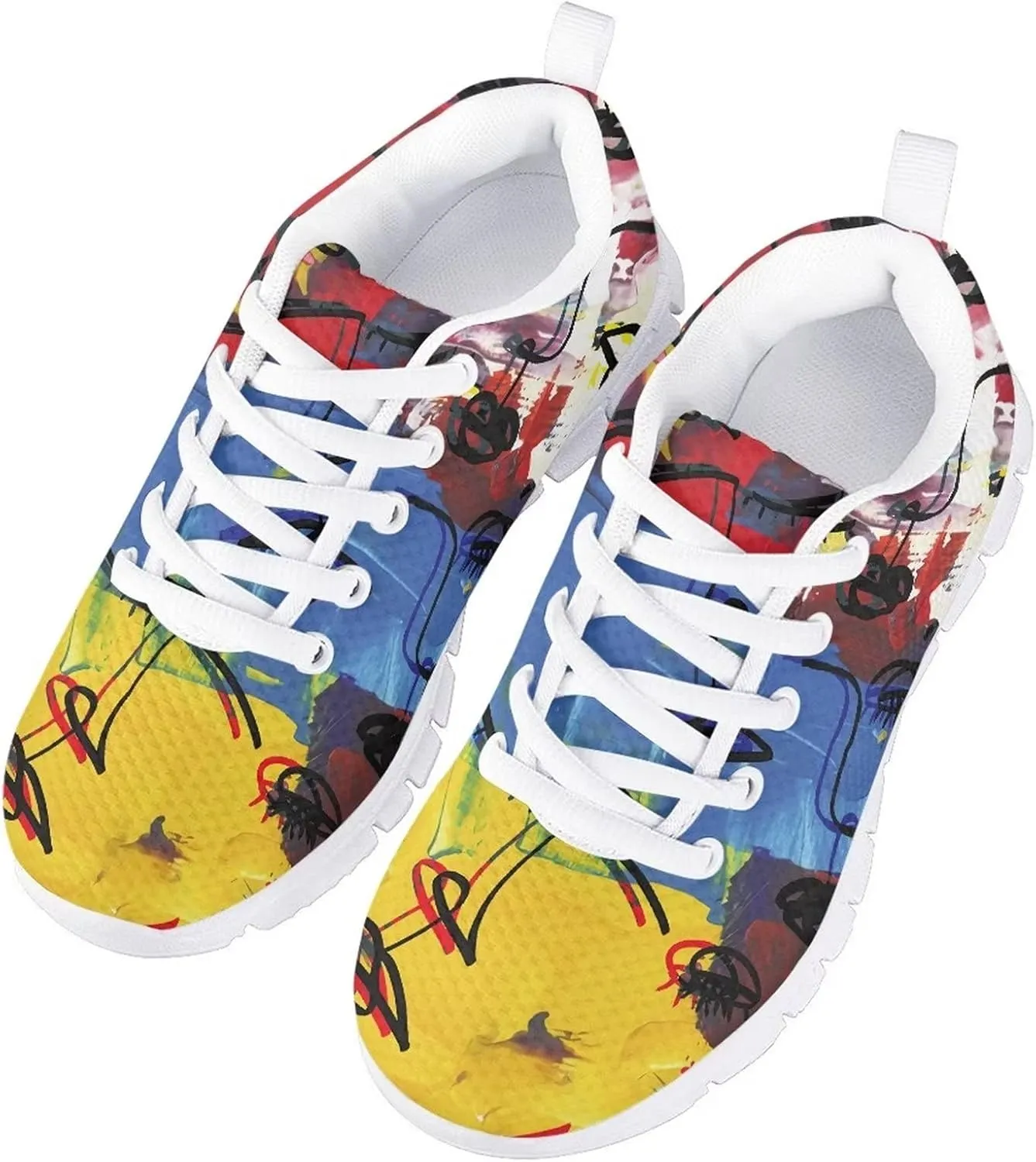 Cute Running Tennis Shoes for Girls Nonslip Lace Up Mesh Athletic Shoes Kids School Casual Soft Walking Sneakers
