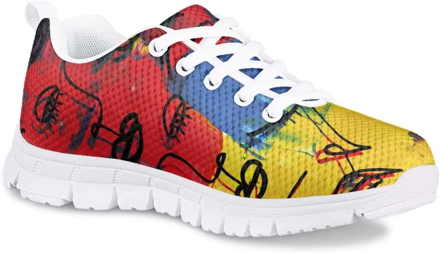 Cute Running Tennis Shoes for Girls Nonslip Lace Up Mesh Athletic Shoes Kids School Casual Soft Walking Sneakers