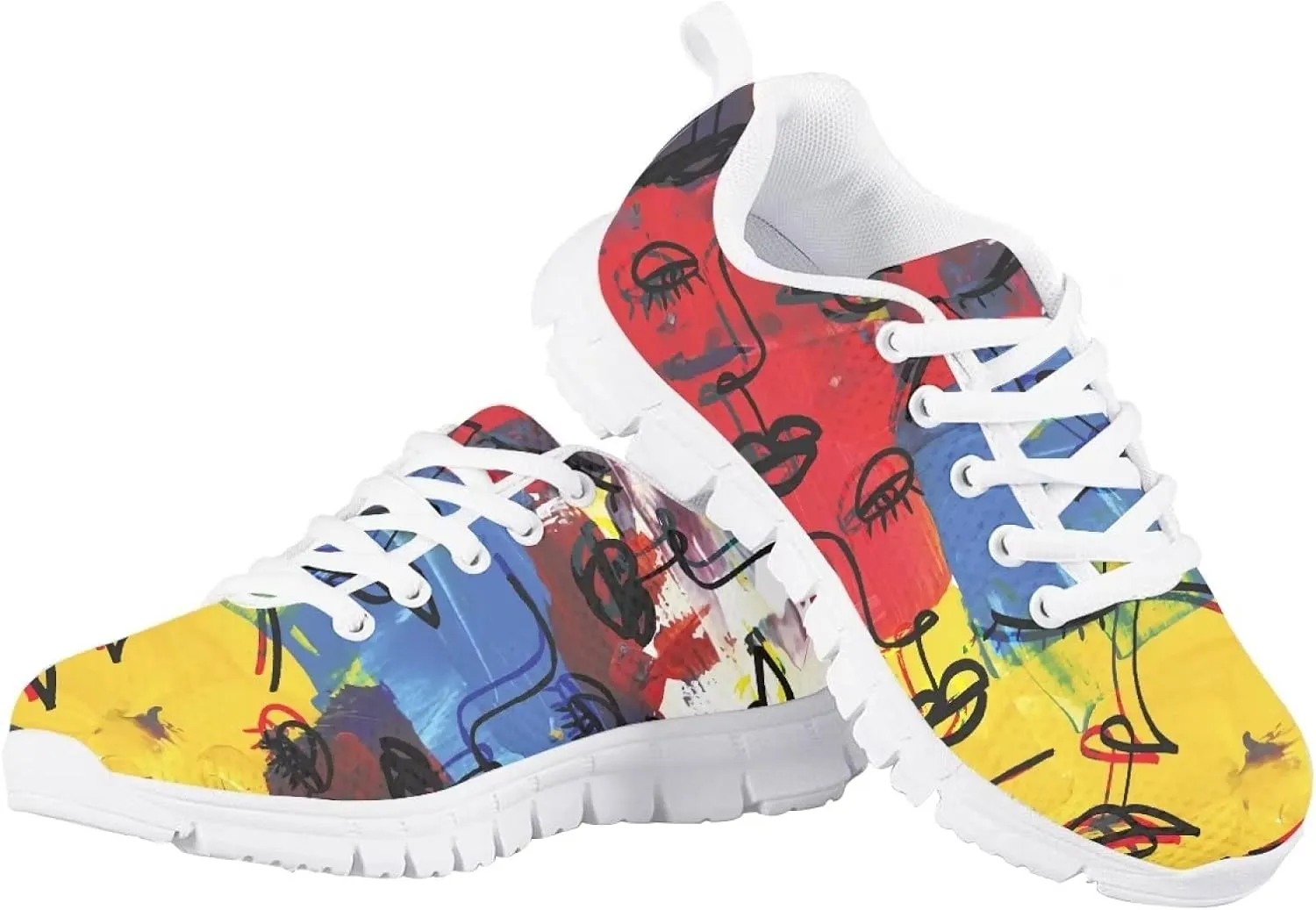 Cute Running Tennis Shoes for Girls Nonslip Lace Up Mesh Athletic Shoes Kids School Casual Soft Walking Sneakers