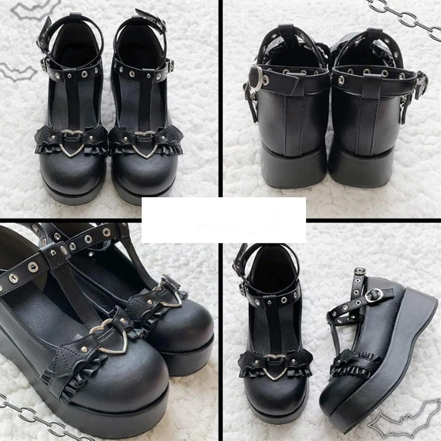 Cute Sweet Mary Jane Shoes Chunky Low Heel Lolita Wedges T-Straps Oxfords Gothic Punk Platform Round Toe Dress Shoes