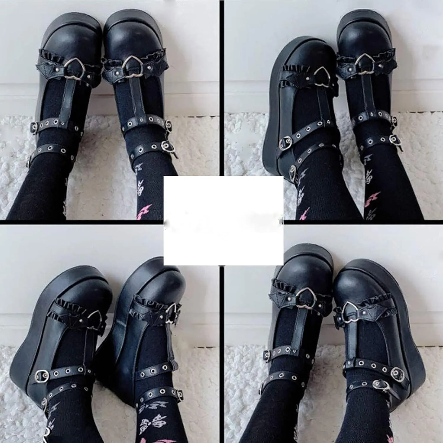 Cute Sweet Mary Jane Shoes Chunky Low Heel Lolita Wedges T-Straps Oxfords Gothic Punk Platform Round Toe Dress Shoes