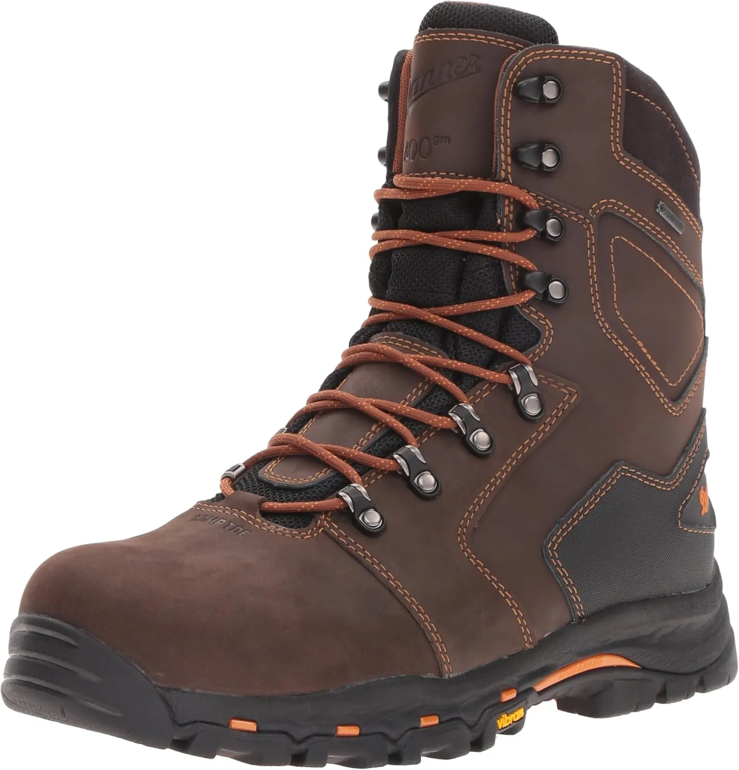 Danner Vicious 8 Insulated Work Boots for Men with Composite Toe - Waterproof Full-grain Leather with Breathable Gore-Tex & Non Slip Heeled Outsole