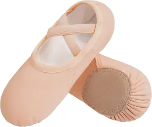 DANSHOW Ballet Shoes for Women Girls Highly Stretch Cotton Shoes Slipper Split Flats Sole