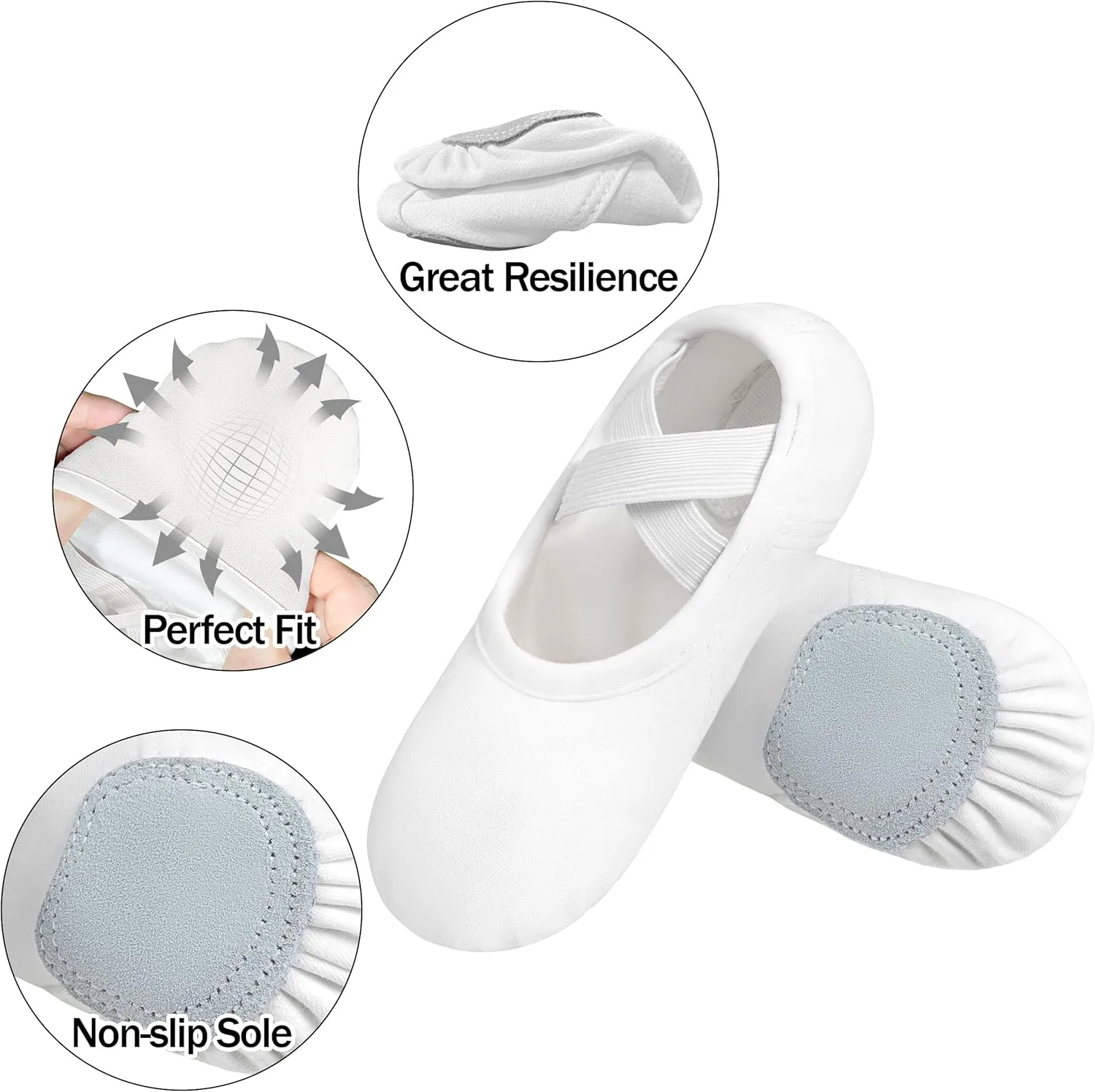 DANSHOW Ballet Shoes for Women Girls Highly Stretch Cotton Shoes Slipper Split Flats Sole