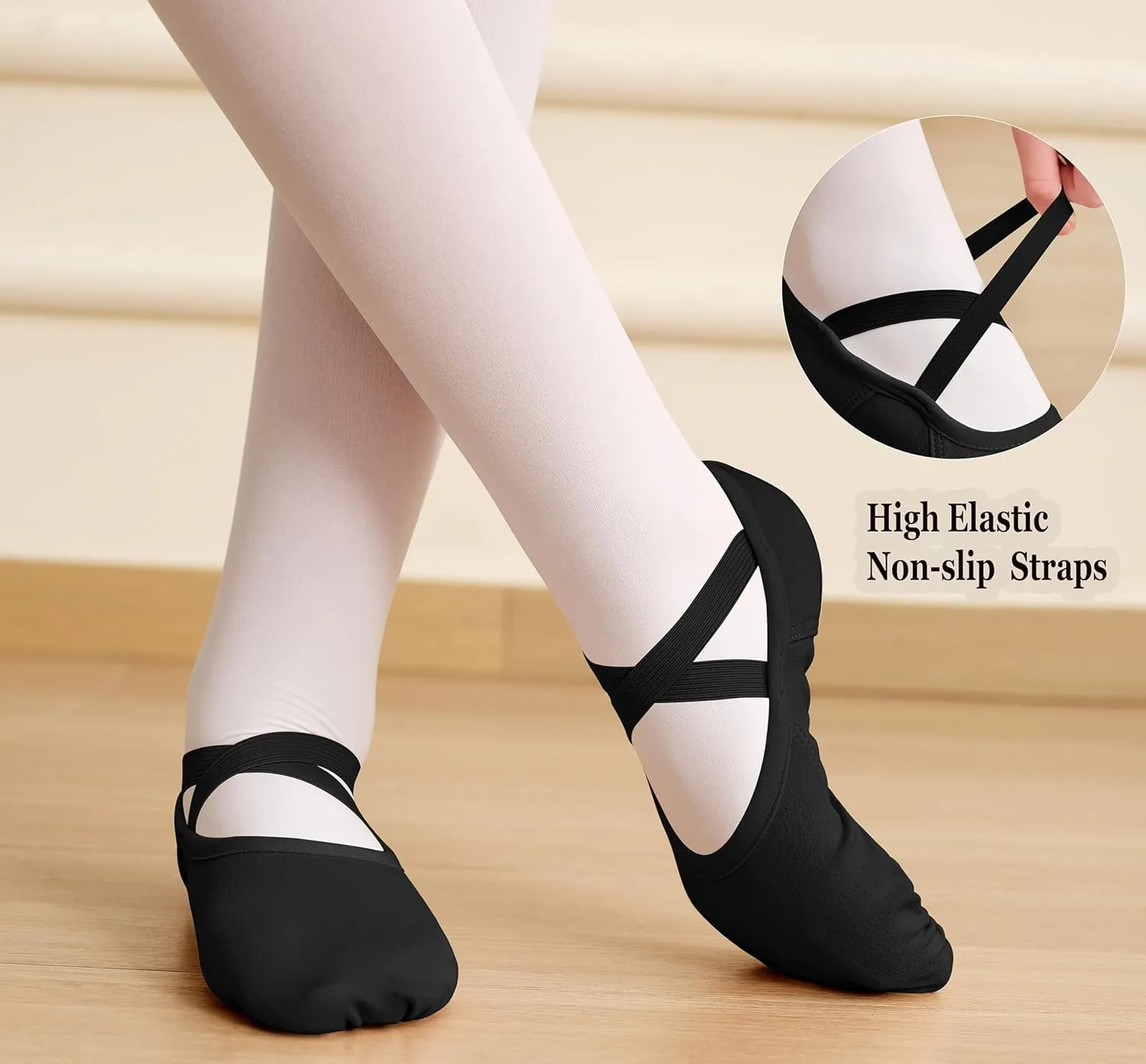 DANSHOW Ballet Shoes for Women Girls Highly Stretch Cotton Shoes Slipper Split Flats Sole