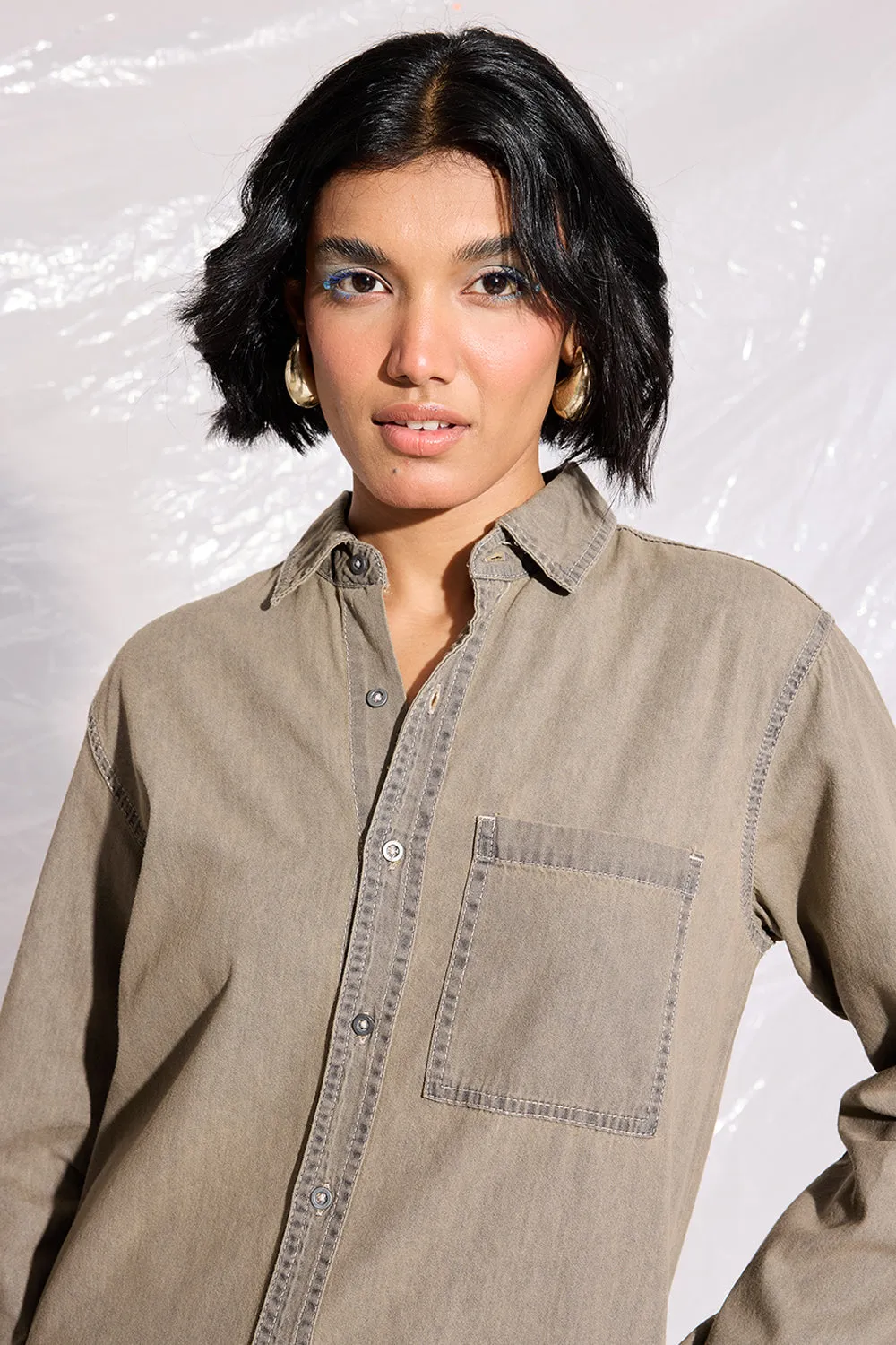 Dessert Grey Denim Ef. Women's Shirt