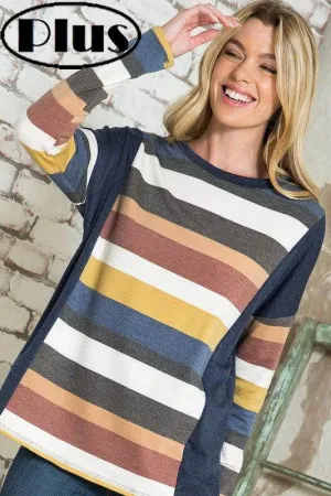 E Luna Plus Multistripe Boxy Top