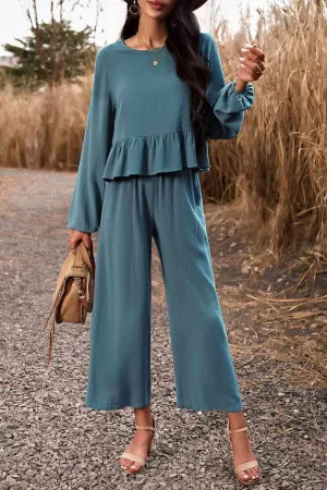 Elegantly Comfy Cropped Wide Leg Pants And Top Set