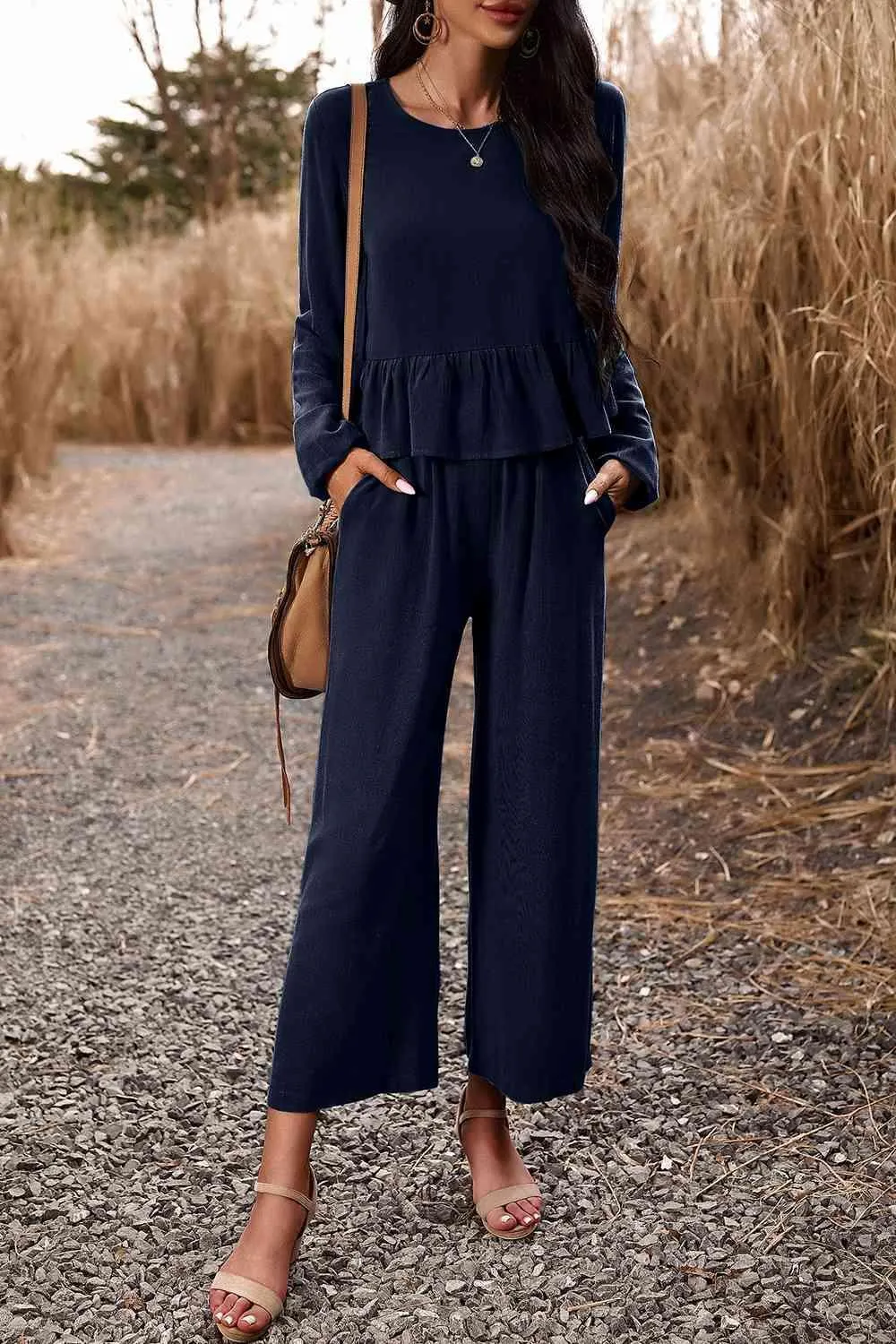 Elegantly Comfy Cropped Wide Leg Pants And Top Set