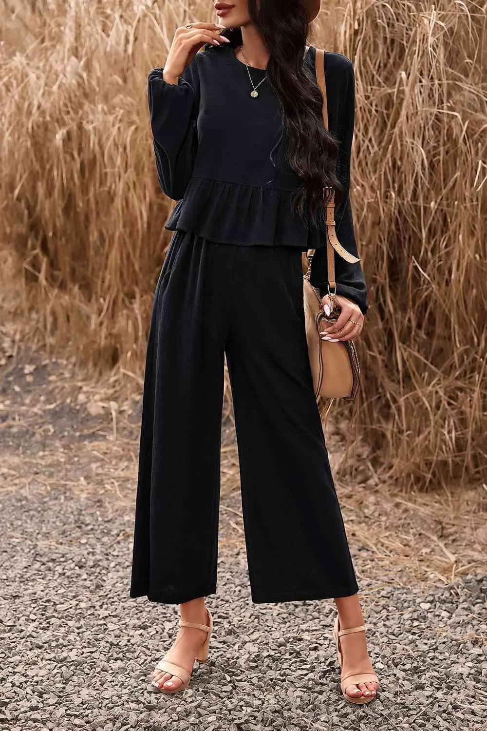 Elegantly Comfy Cropped Wide Leg Pants And Top Set