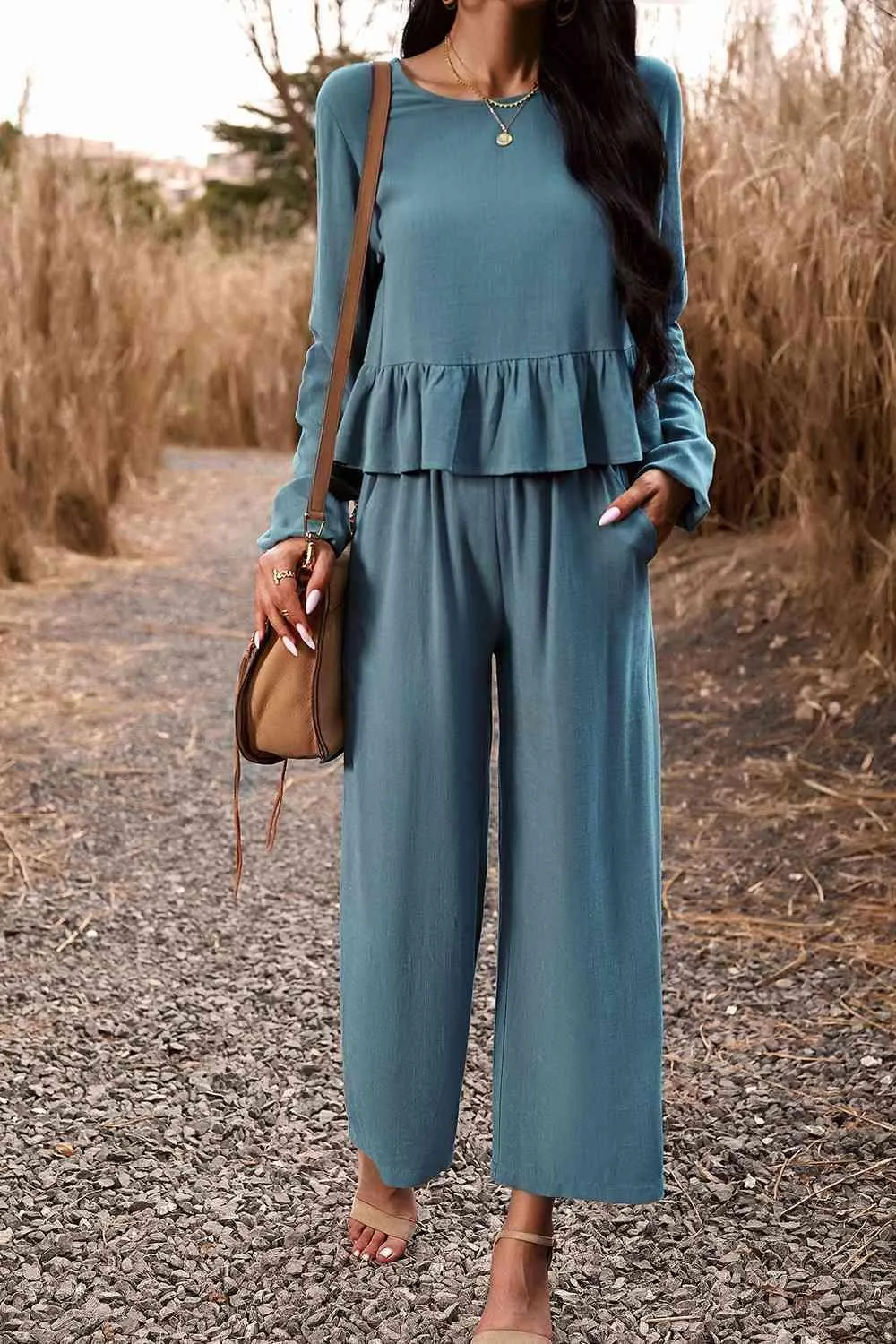 Elegantly Comfy Cropped Wide Leg Pants And Top Set