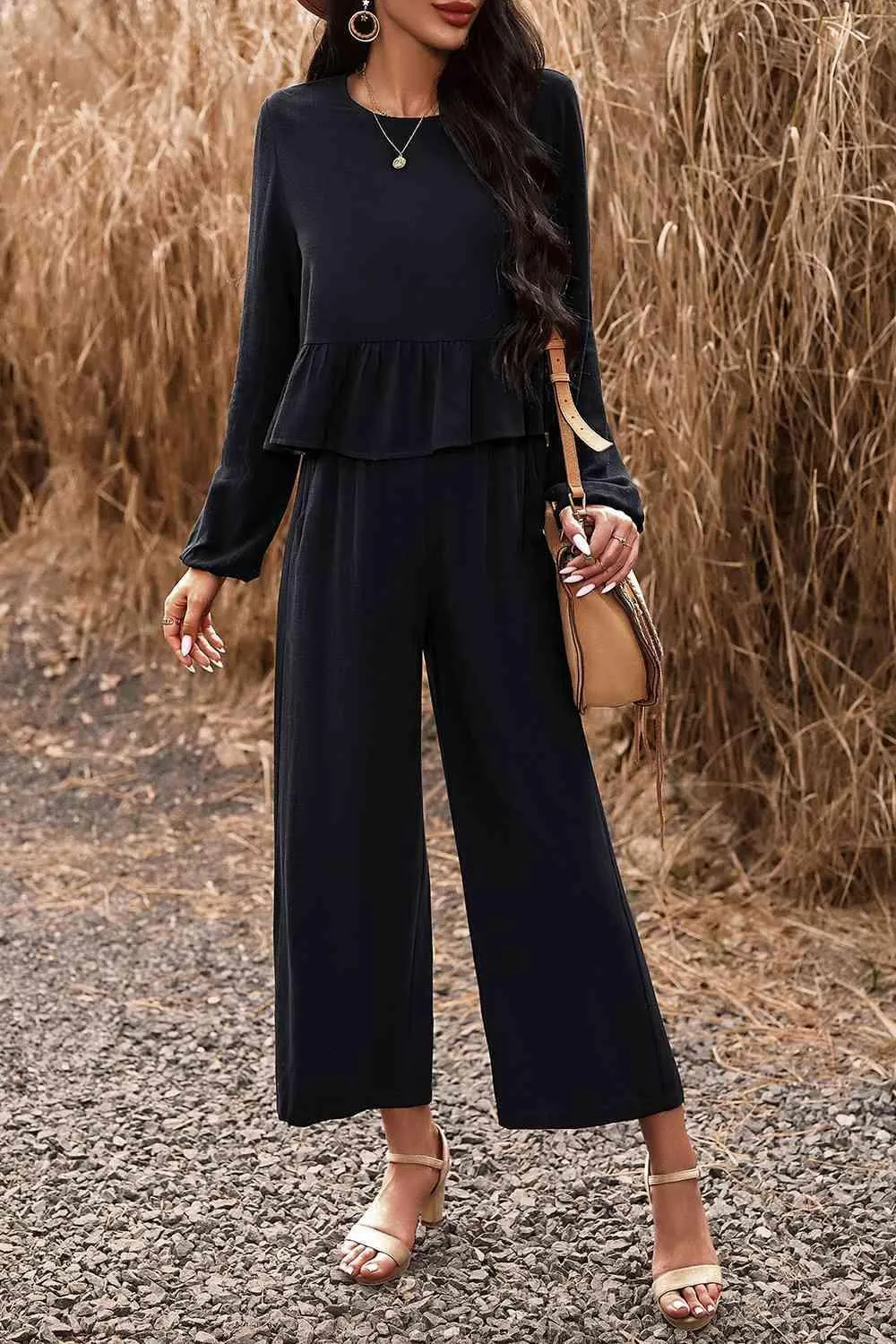 Elegantly Comfy Cropped Wide Leg Pants And Top Set