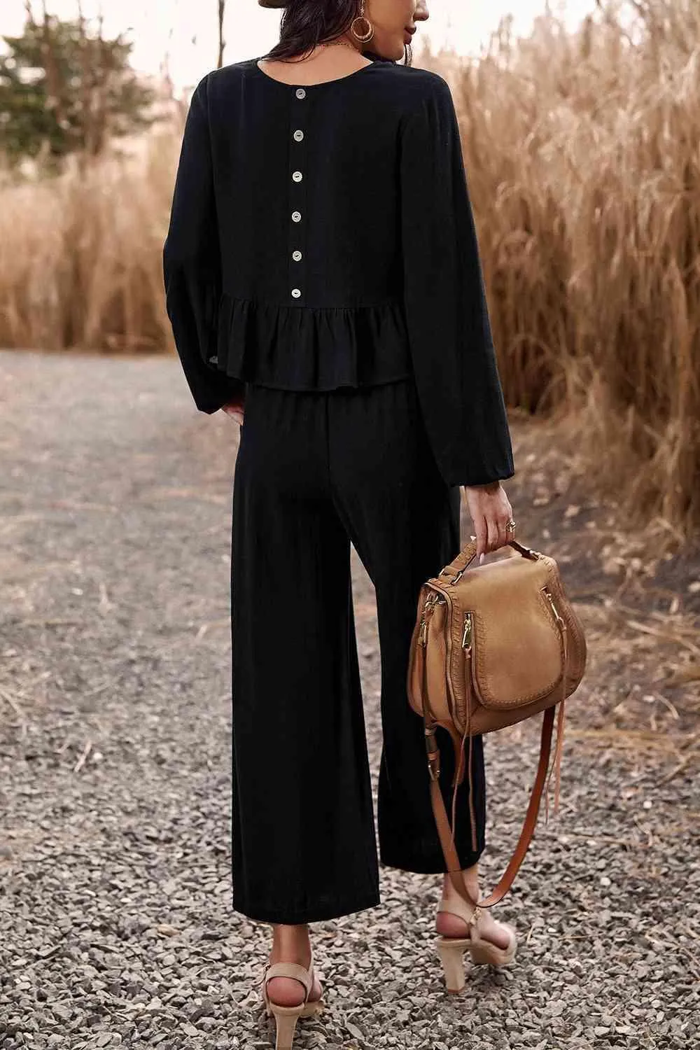 Elegantly Comfy Cropped Wide Leg Pants And Top Set