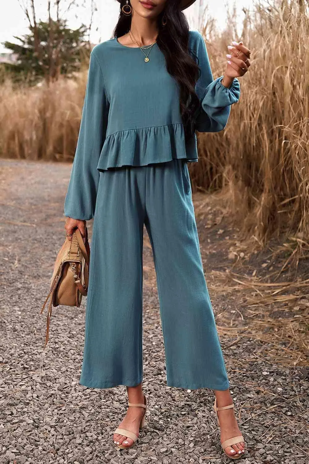 Elegantly Comfy Cropped Wide Leg Pants And Top Set