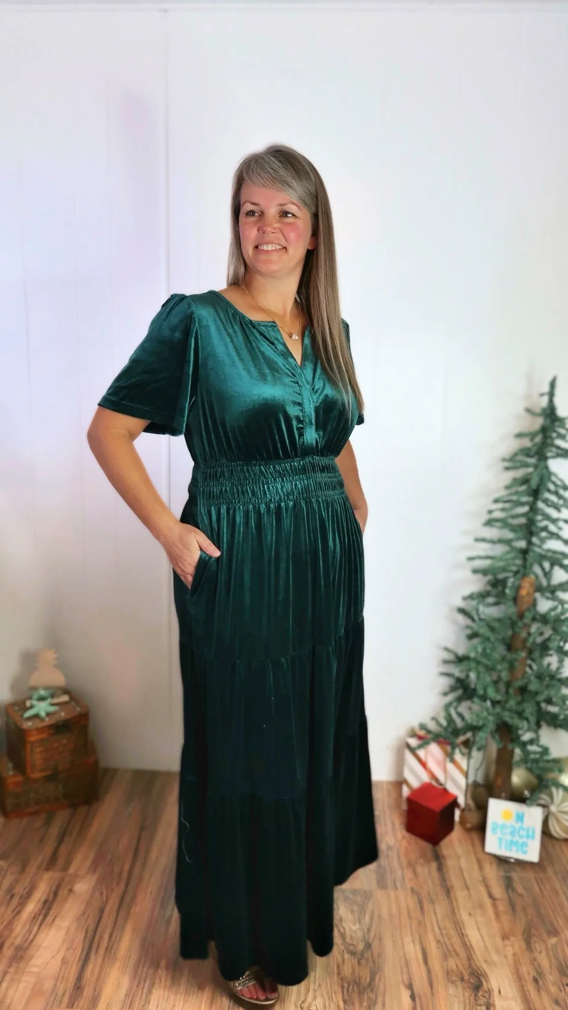 Emerald Velvet Maxi Dress
