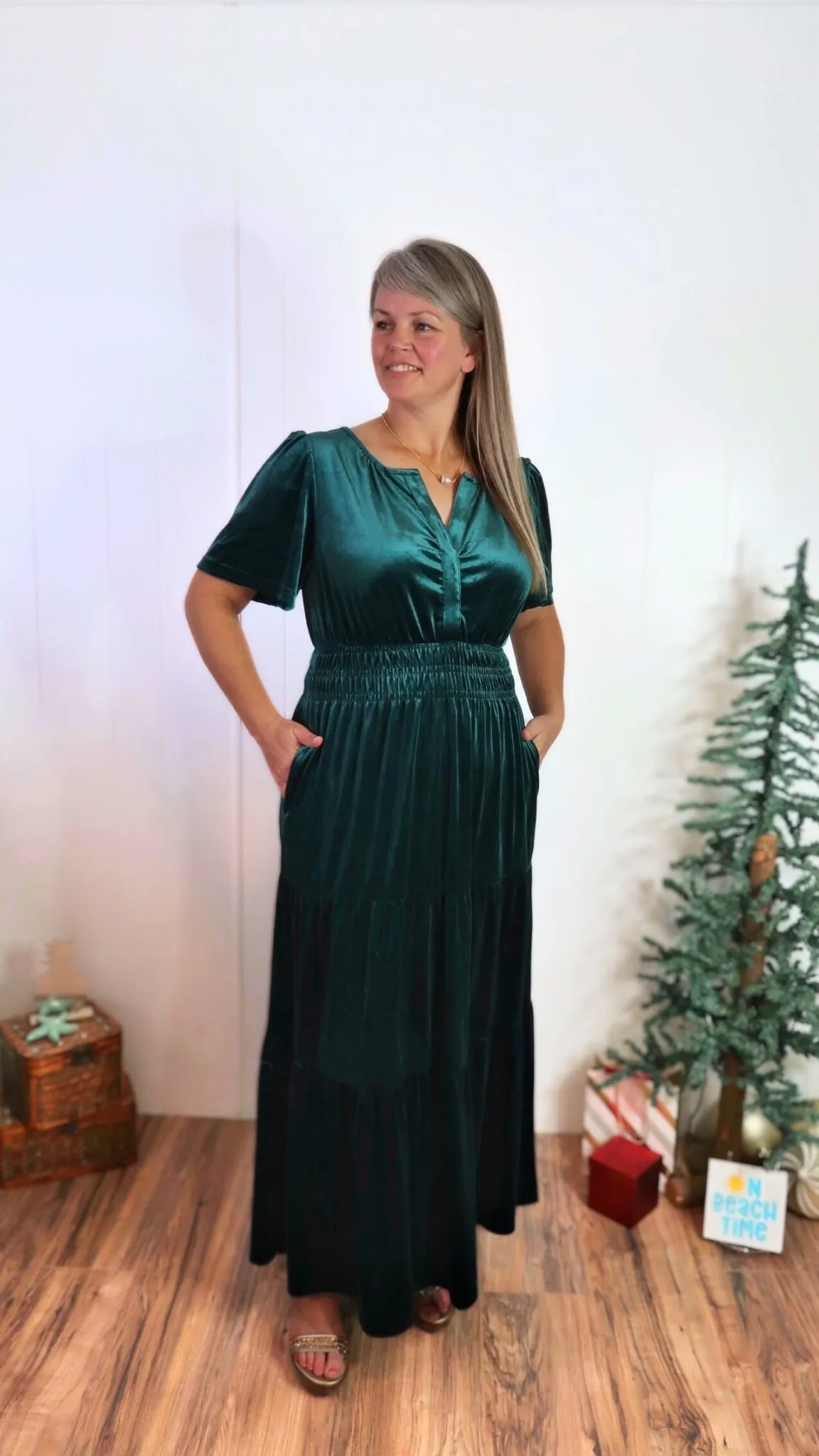 Emerald Velvet Maxi Dress