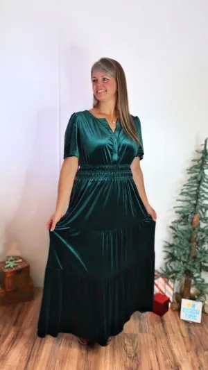 Emerald Velvet Maxi Dress