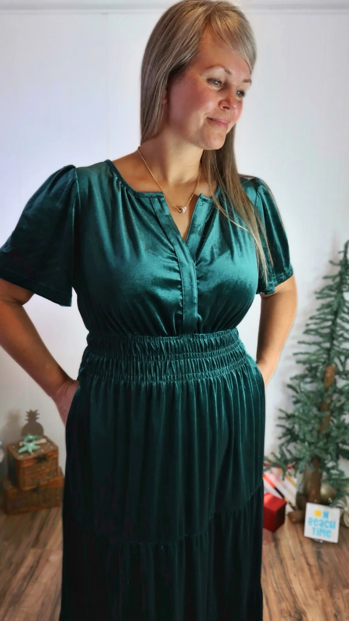 Emerald Velvet Maxi Dress