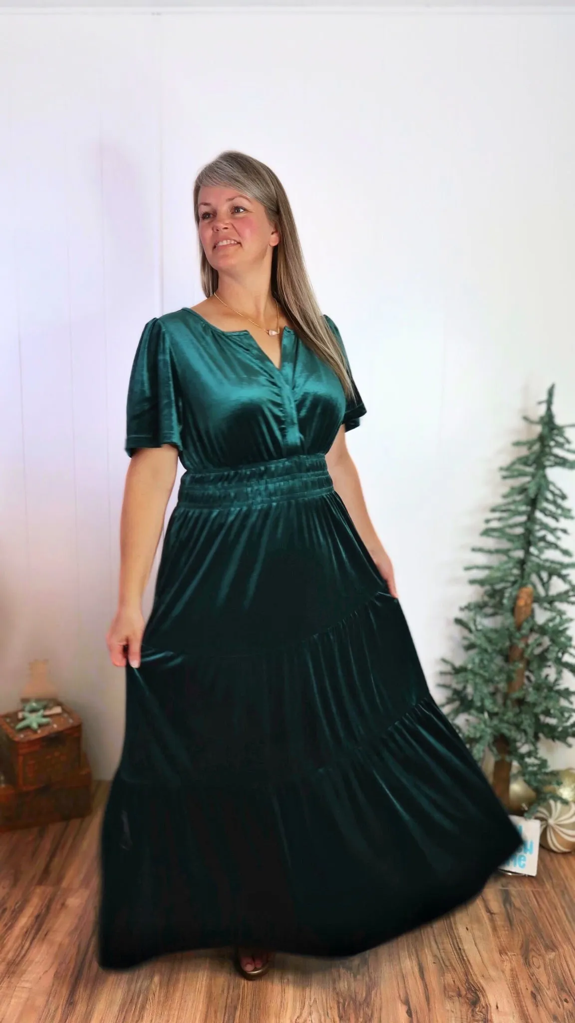 Emerald Velvet Maxi Dress
