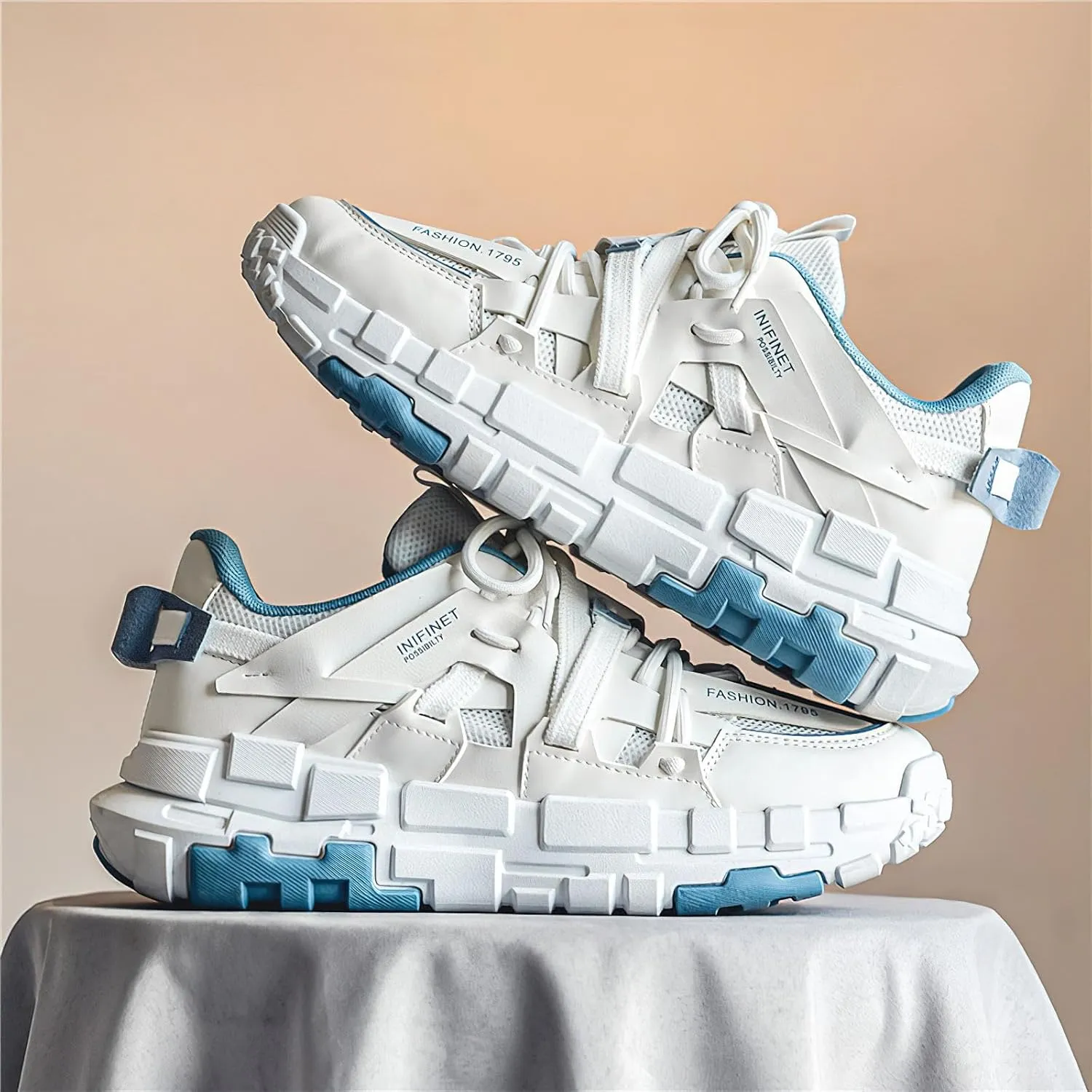 Exusiai Men's Walking Chunky Shoes Fashion Breathable Non Slip Chunky Sneakers Outdoor Workout School Tennis Travel